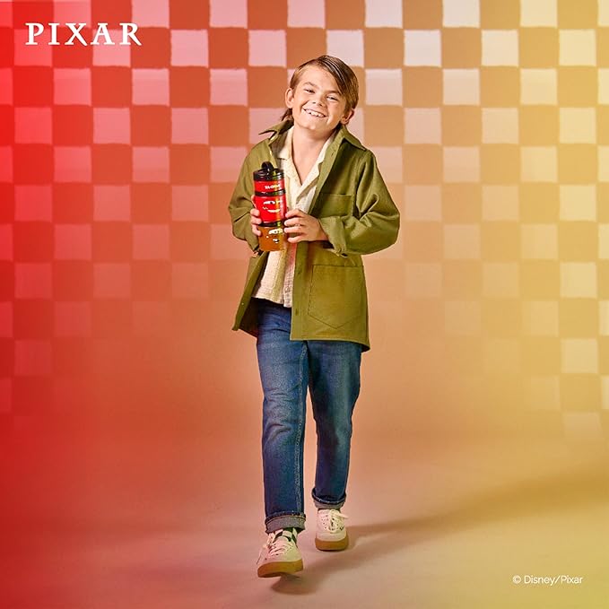 Whiskware Disney Pixar Stackable Snack Containers for Kids and Toddlers, 3 Stackable Snack Cups for School and Travel, Cars Lightning McQueen and Mater