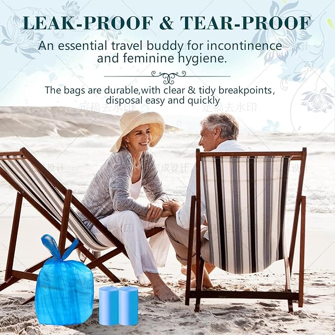 Large Adult Diaper Disposal Bags (18’’x23’’),96 Pcs, Fresh Scented, Elderly Waste Disposal, Baby Diapers Trash Bags, Sanitary Product Disposal at Home and Travel, Blue