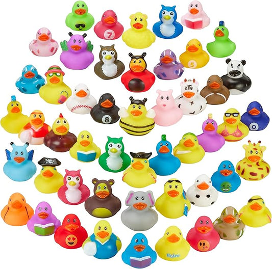 Playbees Rubber Ducks in Bulk 50 Pack Assortment Duckies Kids Baby Bath Shower Toys Jeep Ducking Floater Summer Beach Pool Activity Baby Showers Accessories Classroom Incentives