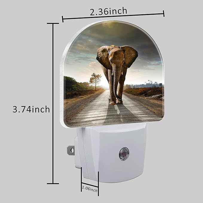 Plug in Night Lights Abstract Elephant On Road Nightlight Plug Into Wall Dusk to Dawn Sensor LED Night Light for Kid Girls Boys Women Room Decor, Hallway, Kitchen, Bathroom, Nursery, Stairs