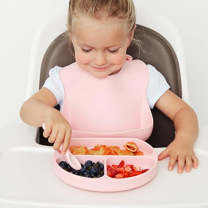 PrimaStella Silicone Chew Spoon Set for Babies and Toddlers - Safety Tested - BPA Free - Microwave, Dishwasher and Freezer Safe - Rosy Shades