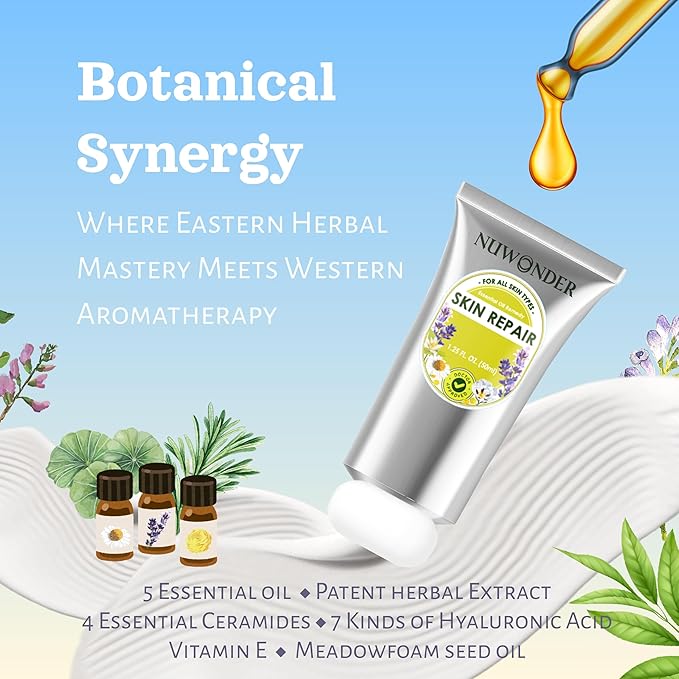 Natural SKIN REPAIR Clinically tested Aromatherapy. Powerful Herbal Essential Oil Soothing Multi-purpose Skin Care Eczema, Dermatitis, Diaper rash, and Sensitive skin. (Green tube 50ml)