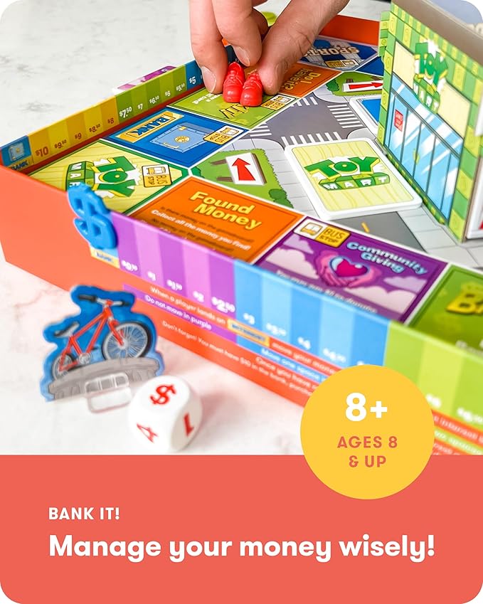 SimplyFun BankIt! - Money Game for Kids - Learn to Save, Spend, Donate, Earn Bank Interest and More - Game for Kids Ages 8 and Up, 1 to 4 Players