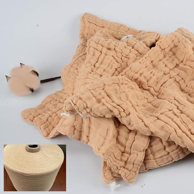 Baby Muslin Washcloths 100% Natural Unbleached Cotton, Extra Soft Baby Wipes Burp Cloths Small Face Towels Spit Up Rags for Newborns Infants Sensitive Skin, Shower Gift Set 12x12 inches 5 Pcs