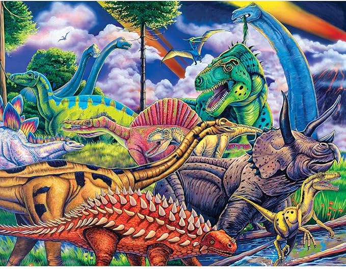 Masterpieces World of Animals 100 Piece Jigsaw Puzzle for Kids - Dinosaur Friends - 11.5"x15"