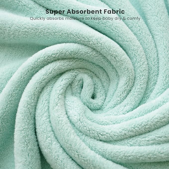 Konssy 2-Pack Hooded Baby Towels, 32" × 32" Soft & Absorbent Plush Fleece, Cute Animal Hood, Baby Bath Towels for Newborns & Toddlers, Boys & Girls