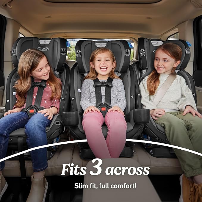 Graco SlimFit3 LX 3-in-1 Slim Car Seat, Rear Facing, Forward Facing to Highback Booster Car Seat, Kunningham