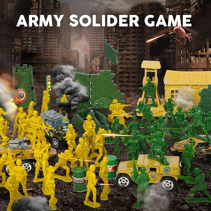TOY Life 95 PCS Army Men Toys, Toy Soldiers for Boys, Plastic Action Figures, Soldier Guys Military Playset, Gift for Boy