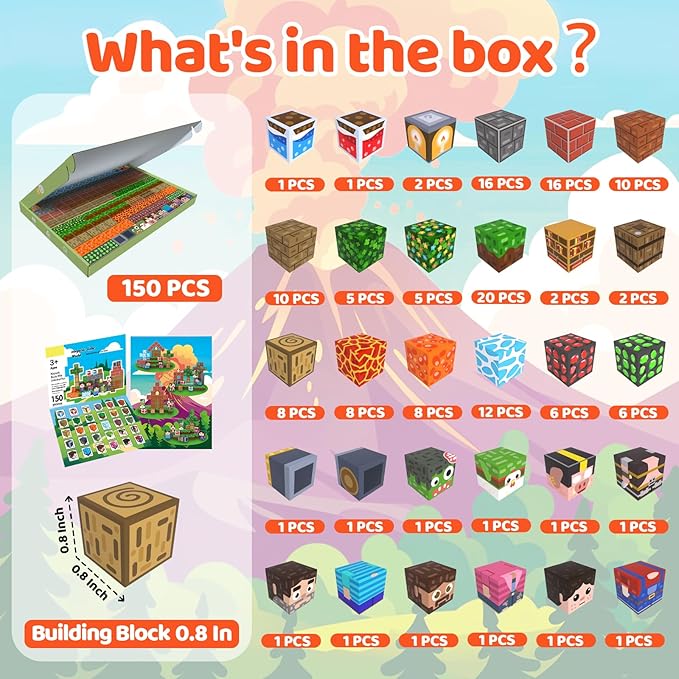 Magnetic Blocks, 150PCS Magnetic Building Blocks, Stacking Magnets for Kids, Sensory Toy for STEM Constructions Magnet Blocks for Boys Girls Age 3+, Christmas Birthday Gifts