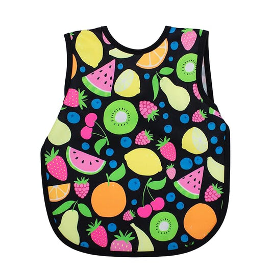 BapronBaby Neon Fruit Monster Bapron - No Neck Tie Safer Bib for Baby & Toddler - Soft Waterproof Stain Resistant - Machine Washable - Sz Preschool 3-5yrs