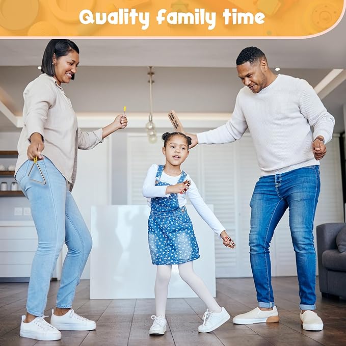 Stoie's Wooden Kids Musical Instruments for 3-9 Years Old, with Drum, Flute, Hand Bells, Cymbals, Castanets, Triangle, for Babies and Toddlers, Durable, Safe, Montessori Educational Toy, Storage Bag