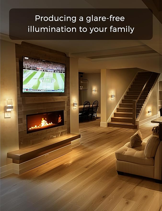 L LOHAS LED Night Light, Night Lights Plug Into Wall [2 Pack], Dusk-to-Dawn Sensor Decorative Night Light, 0-100LM Dimmable Nightlights, Wall Sconce-Style Acrylic Nitelight for Bathroom, Hallway,Gift