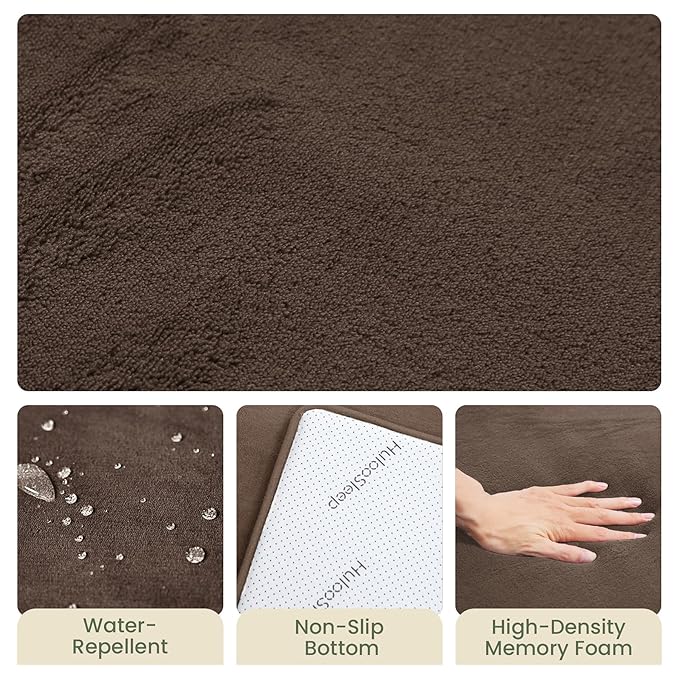 Baby Play Mat for Floor,1.3" Thick Elasti-Foam 50"×50" Playpen Mat for Tummy Time,Water Repellent Soft Coral Velvet for Toddler,Infant,Kids,Non-Slip Backing Safe for Crawling(Dark Brown)