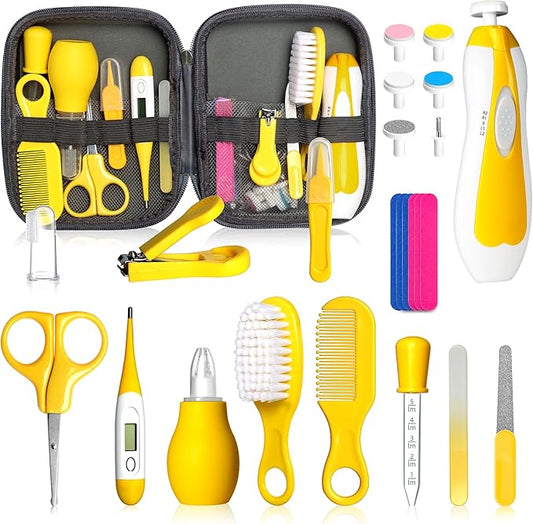 Baby Grooming Kit for Boys Girls Safety Newborn Nursery Essentials Grooming Set Gift for First-time Parents, Yellow 25 in 1