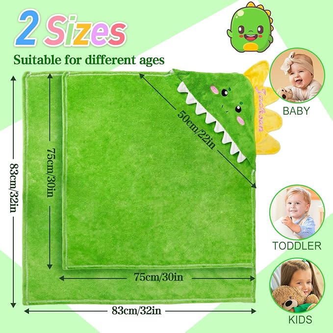 Custom Hooded Bath Towel with Name, Personalized Highly Absorbent Bunny Towels, Baby Bath Towels for Girls Boys, Brithday for Baby, Toddler, Newborn (Green-Dinosaurs)