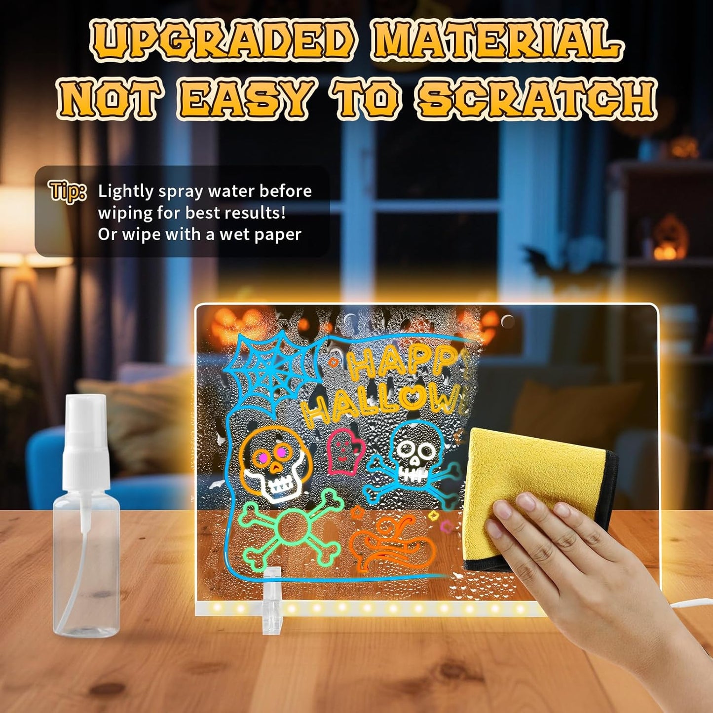 Lumiboard Led Drawing Board with 7 Colors,14"X10" Acrylic Dry Erase Board with Light, Include Adapter, Hanging Chain, Led Drawing Board for Kids with Stand,Birthday and Halloween Gifts for Kids