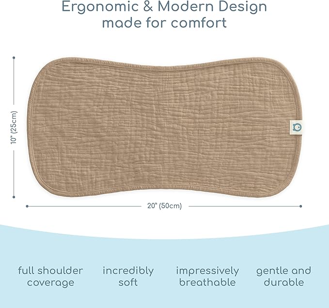 Muslin Burp Cloths Set, 6 Pieces, 100% Organic Cotton Hand Washcloths for Baby Boys and Girls Extra Absorbent and Soft Burping Rags (Sand - Multi Colored)