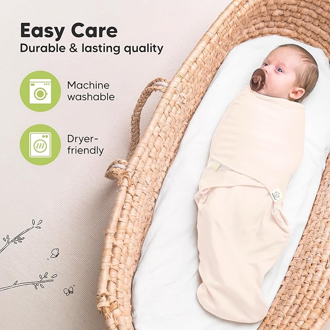 KeaBabies 3-Pack Organic Baby Swaddle Sleep Sacks - Swaddles for Newborns, Infant 3-6 Months, Baby Girls, Boys, Soft & Snug Newborn Sleep Sack, Nursery Swaddling Blankets (Angelic, L)