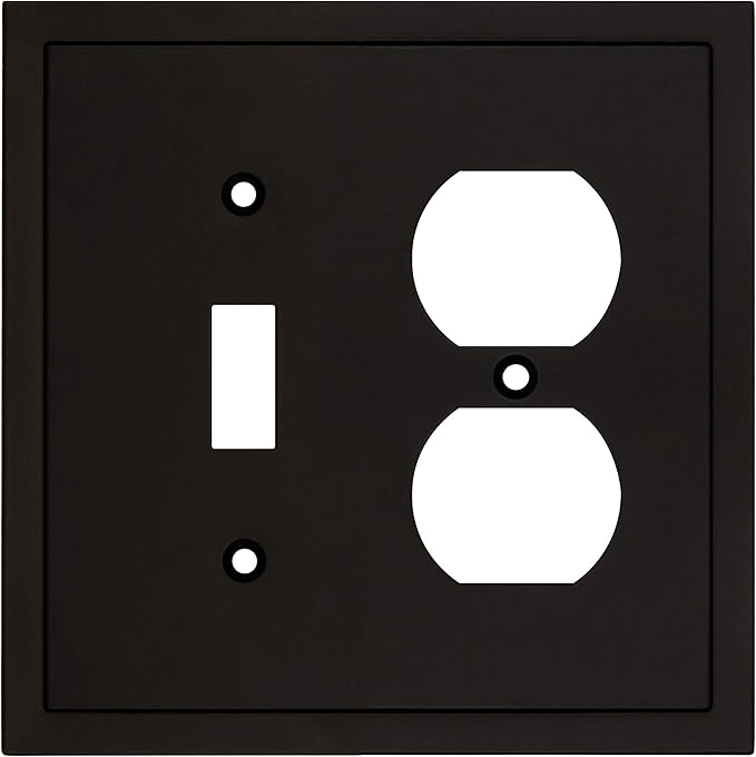 Modern Edge Decorative Wall Plate Switch Plate Outlet Cover, Durable Solid Zinc Alloy (Toggle/Duplex, Matte Black)