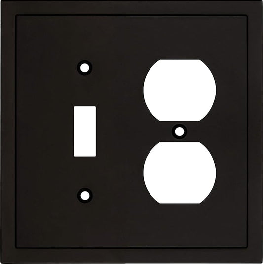 Modern Edge Decorative Wall Plate Switch Plate Outlet Cover, Durable Solid Zinc Alloy (Toggle/Duplex, Matte Black)