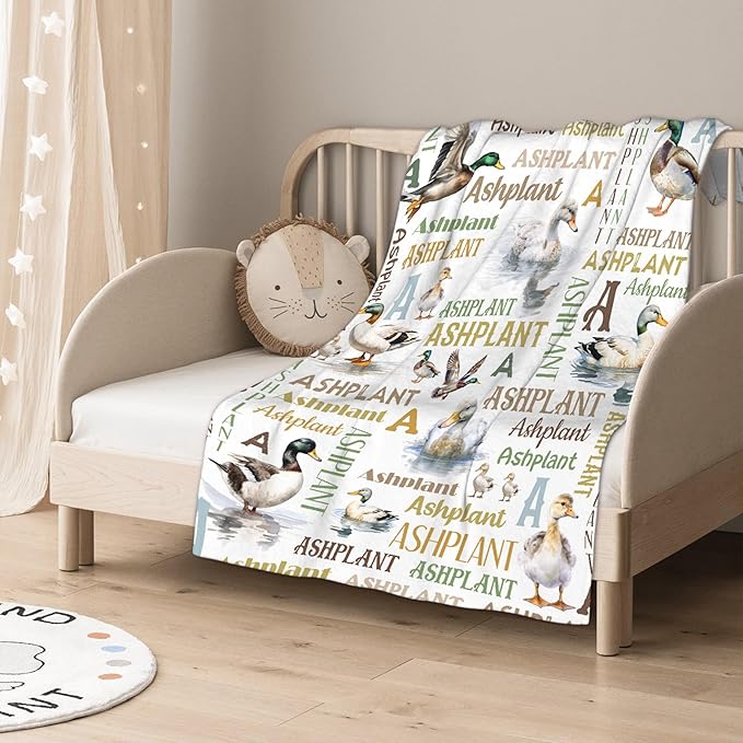 Personalized Custom Baby Blanket with Name - Swaddle Blanket for Toddlers, Infants, Kids & Newborns - Nursery Stroller Crib Decor Throw - Birthday Gift