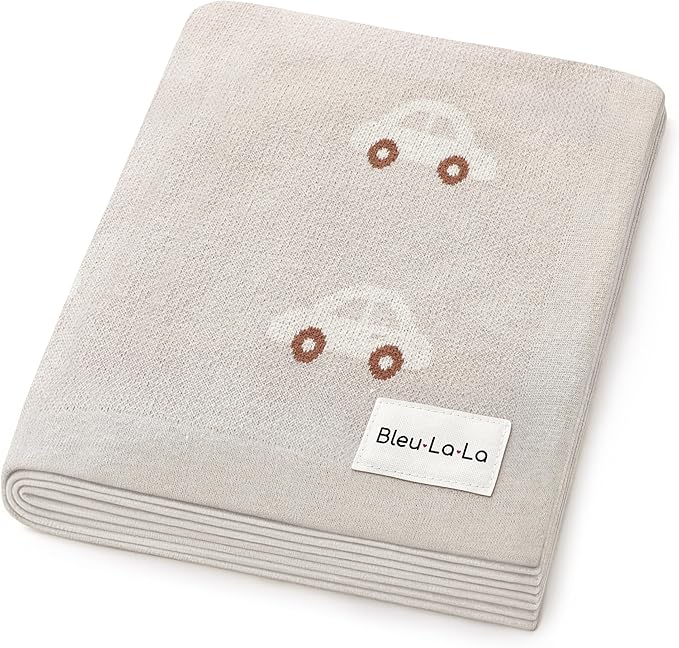 Baby Receiving Blanket for Boys 100% Cotton Buttery Soft Cozy Receiving Swaddle Stroller Blanket for Shower Gift Registry for Newborns, Infants, Toddlers (Cars - Oat)