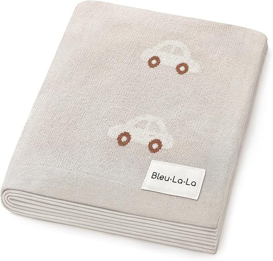 Baby Receiving Blanket for Boys 100% Cotton Buttery Soft Cozy Receiving Swaddle Stroller Blanket for Shower Gift Registry for Newborns, Infants, Toddlers (Cars - Oat)