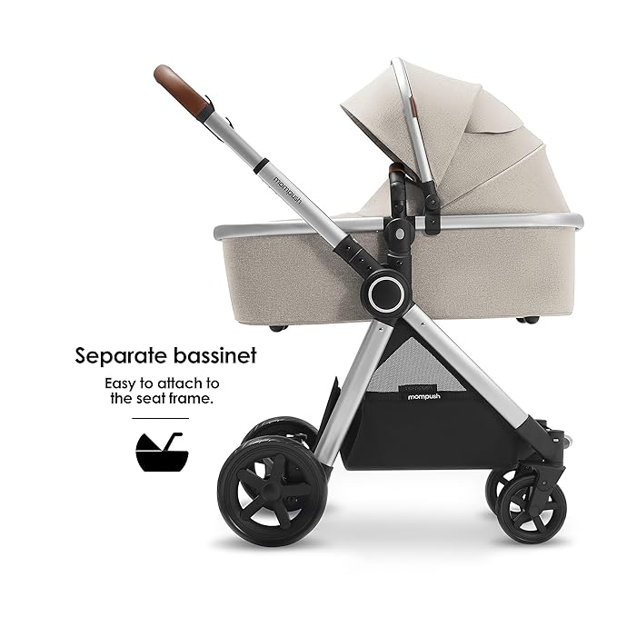 Mompush Ultimate 2 Baby Stroller for Infant and Toddler with Newborn Mode and Reversible Seat, All-Terrain Stroller with All-Wheel Suspension, Includes Car Seat Adapter and Large Storage Basket
