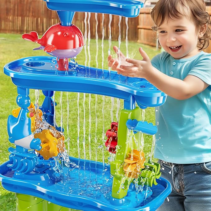 Water Table for Kids 3 4 5 6 7 Years Old - Water Playset for Toddlers 3-5, Water and Sand Play, Backyard Water Table, Summer Outdoor Beach Toys, Sensory Activity, Gifts for Boys Girls