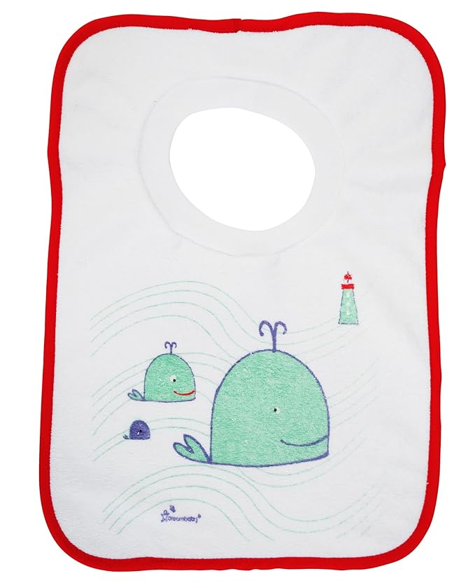 Dreambaby Terry Cloth Cotton Pullover Baby Bibs for Teething Feeding and Drooling - Super Absorbent & Extra Soft - Machine Washable for Easy Cleaning - Owl and Whales