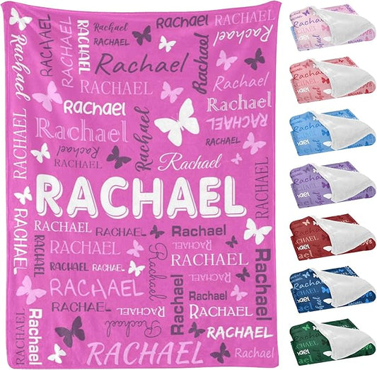Personalized Throw Blanket with Name Custom Blankets Customized Baby Blanket for Girls Kids Adult Birthday Gift