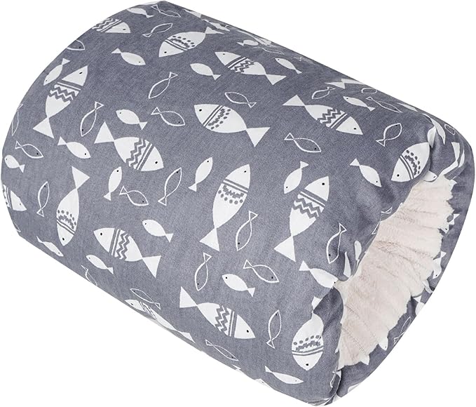 Nursing Arm Pillows for Breastfeeding,Baby Feeding Arm Pillow Portable and Washable for Travel, Soft Cotton Ergonomic Bottle Nursing Essentials（Grey Little Fish）