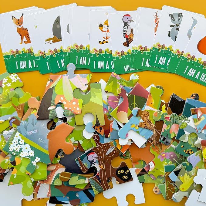 QUOKKA Search and Find Puzzles for Kids Ages 4-6 - Riddle Kids Puzzles 6-8 Years Old - 70 Unique Pcs - 20 Illustrated Guessing Cards - Engaging Children Themes - Forest Puzzle Gift for Toddlers 3-5