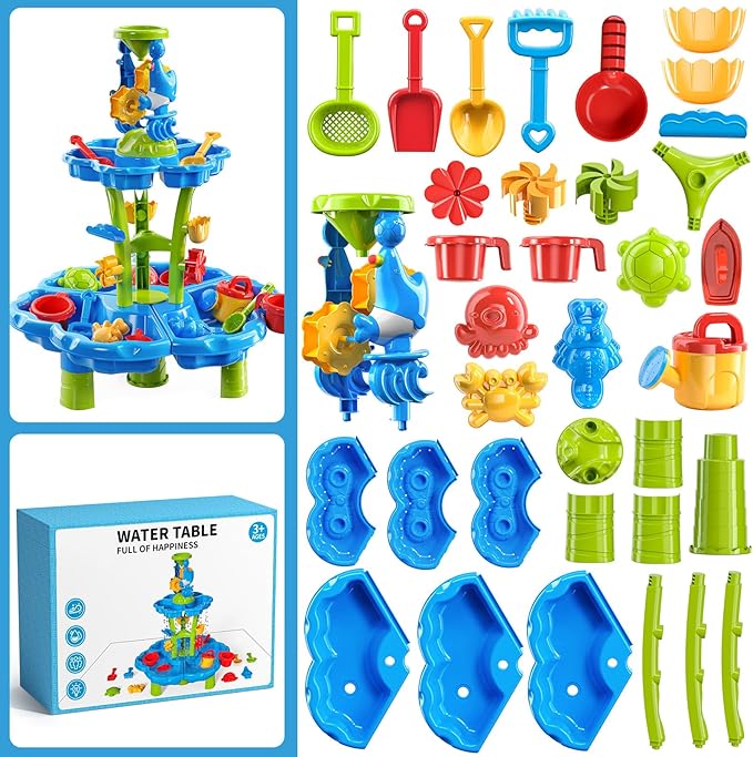 Kids Flower Water Table for Toddlers for 3 4 5 6 7 8 Years Old, Outdoor Water Sand Table for Boys Girls, Sensory Toys for Toddlers Age 3-8, Activity Sensory Table Summer Toys