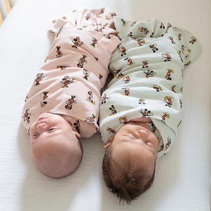 HALO Disney Baby 100% Cotton Sleepsack Swaddle, 3-Way Adjustable Wearable Blanket, TOG 1.5, Minnie Fun, Newborn, 0-3 Months