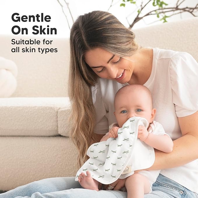 5-Pack Muslin Burp Cloths Baby Boy, Girl - Very Absorbent Baby Burp Cloth Rags, 8-Layers Viscose Derived from Bamboo Cotton Muslin Towel, Super Soft Spit Up Rags, No Shrink Washcloths (Vessels)