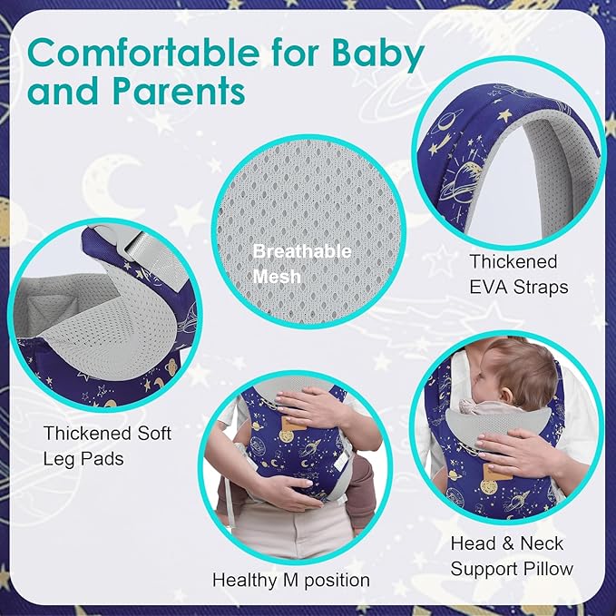 Baby Carrier, Ergonomic Adjustable Toddler Carriers for 7-33 Lbs, Cozy Lightweight Infant Carrier with Neck Support, Baby Chest Carriers with Lumbar Support for Parents (3-36 Months)