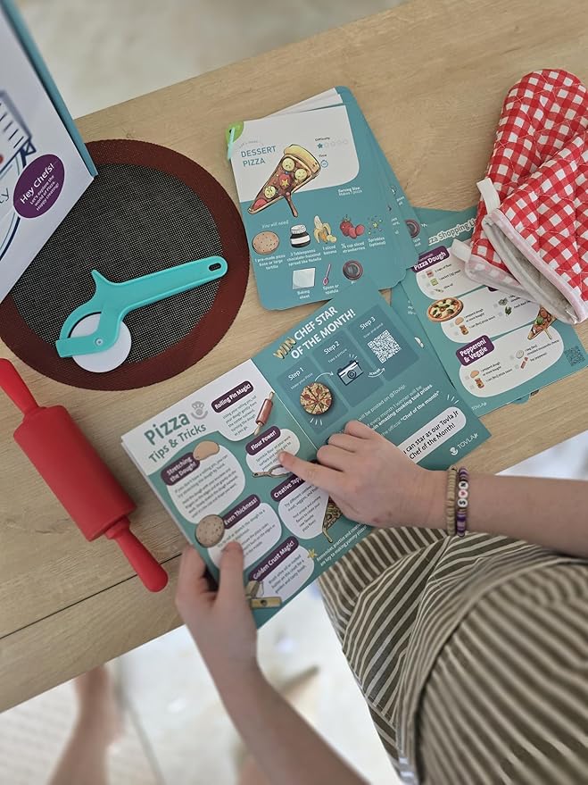 Tovla Jr. Ultimate Real Pizza Cooking Kit for Kids – Fun DIY Baking Set, STEM Activity for Ages 4+, Visual Learning Pizza Tools, Great Gift for Young Chefs