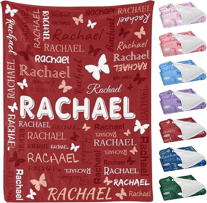 Personalized Throw Blanket with Name Custom Blankets Customized Baby Blanket for Girls Kids Adult Birthday Gift