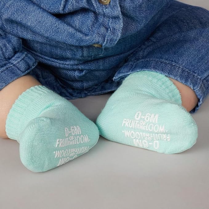 Fruit of the Loom Baby 14-Pack Grow & Fit Flex Zones Cotton Stretch Socks - Unisex, Girls, Boys