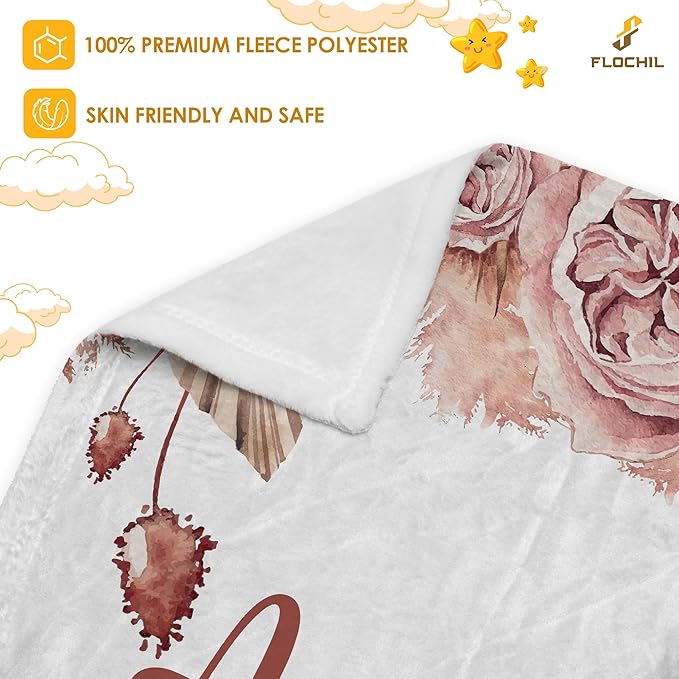 FLOCHIL Personalized Baby Blankets, Custom Baby Blanket - Baby Blanket with Name for Girls, Best Gift for Newborn Floral Plush Fleece (30x40)