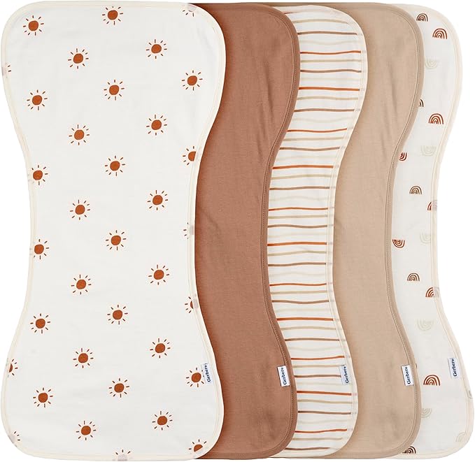 Gerber Baby Unisex Burp Cloths Rust Tan, Size 10.5" x 21" (Pack of 60)