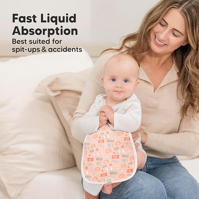 Organic Burp Cloths Baby Boy & Girl - 5-Pack Super Absorbent Cotton Burping Cloths for Babies, Soft & Plush Newborn Spit Up Rags, Infant Towels for Milk Spit Up, Unisex, Large 21" x 10" (Prism)