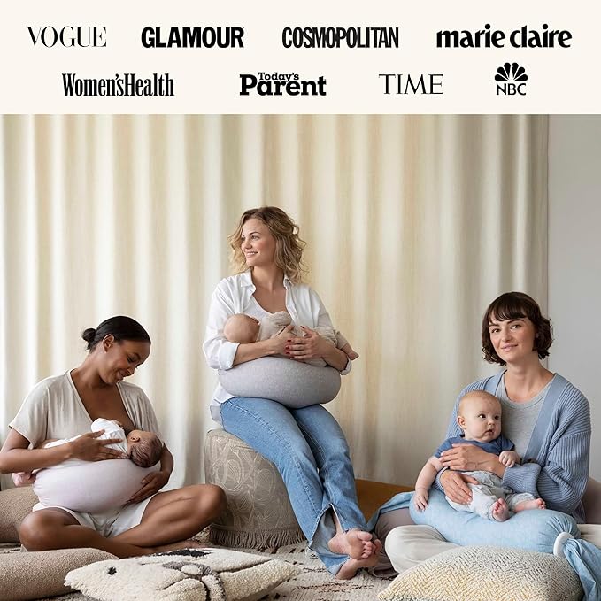 bbhugme Adjustable Nursing Pillow - Breastfeeding, Bottle Feeding, Baby Support - Adjustable Firmness and Fit - Washable Pillow Cover - Grey Melange…