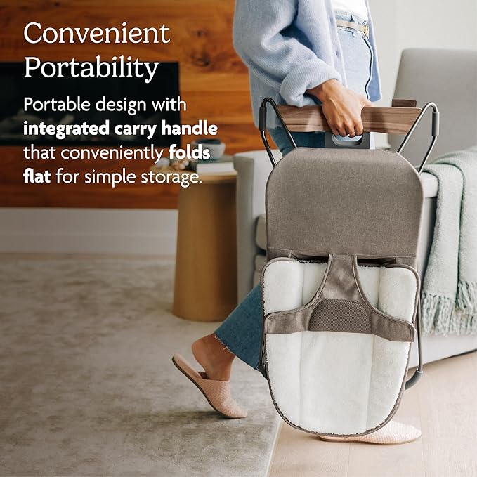 UPPAbaby Mira Bouncer/Portable 2-in-1 Bouncer + Seat Grows with Your Baby/GREENGuard® Gold, JPMA + FSC® Certified/Cozy Seat Liner + Storage Bag Included/Wells (Taupe Mélange/Black Chrome/Walnut Wood)