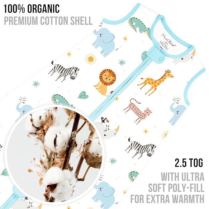 Mama Cheetah Baby Sleep Sack 2.5 TOG, Organic Cotton Baby Wearable Blanket with Two-Way Zipper, Swaddle Transition Baby Sleeping Bag for Newborn Infant Toddler Boy Girl, 18-24 Months