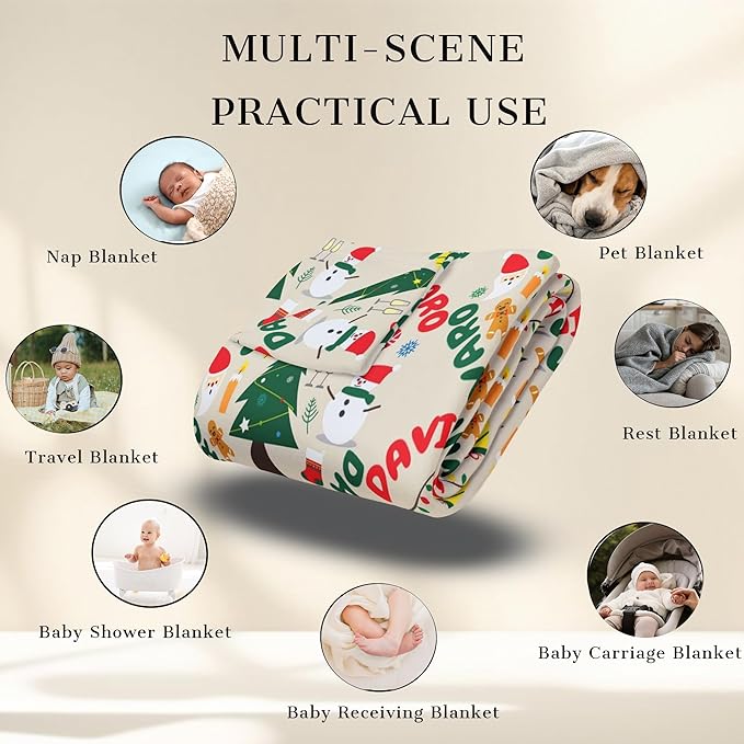 Ship Next Day - Custom Christmas Baby Blanket with Name | Multiple Styles Optional, Personalized Flannel Toddler Blanket, Christmas Swaddle for Boys & Girls, Xmas Decor Throw