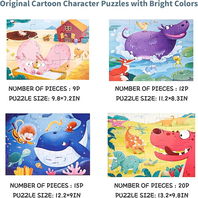 TOI Leveled Puzzles for Kids Aged 2.5 and Up, Toddler Puzzle Preschool Learning Jigsaw Puzzles, Large Pieces Educational Game for Boys Girls, Classic Education Step 2