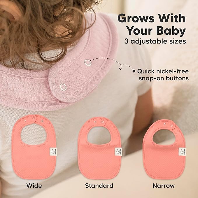 8-Pack Organic Baby Bibs for Girls, Boys - Quilted Cotton Cloth Baby Drool Bibs for Drooling and Teething Toddler, Newborn, Infant, Soft & Super Absorbent (Muted Pastel)