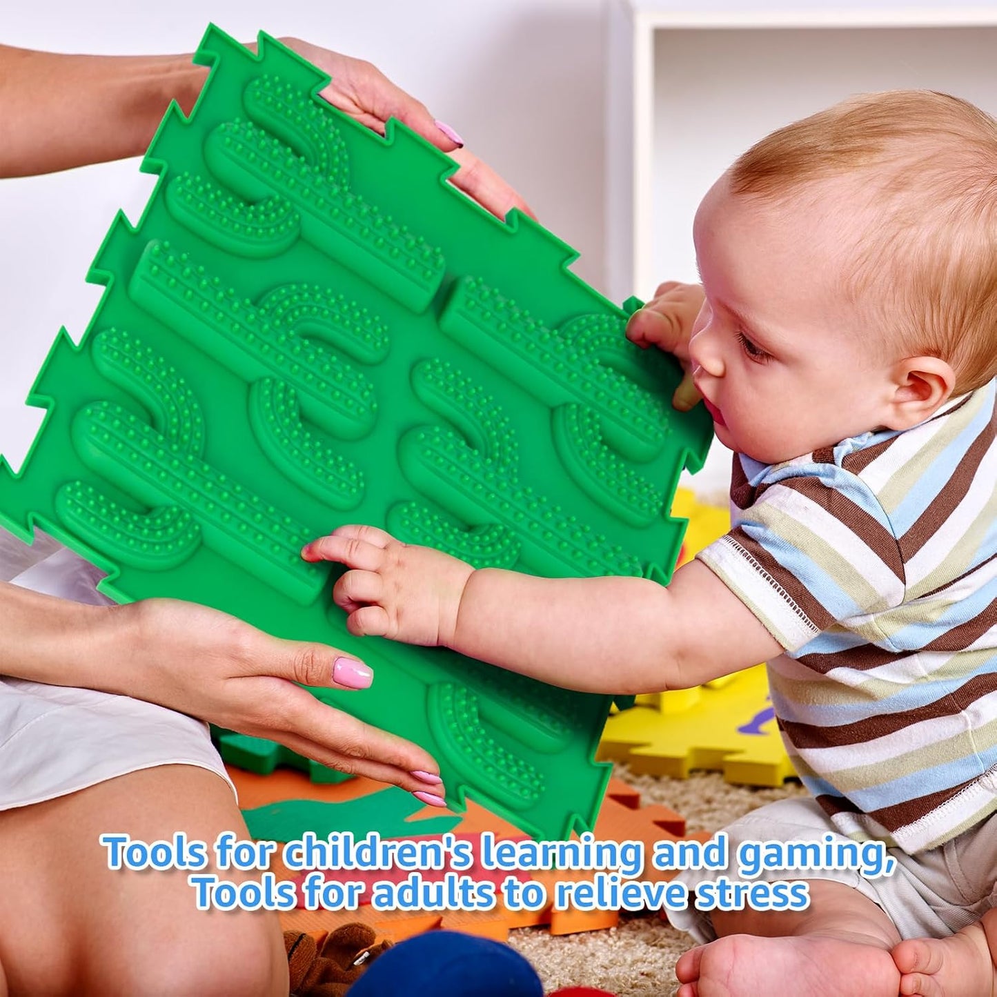 Sensory Mat for Autism Children - Textured Puzzle Play Mat for Kids, Non-Toxic Massage Game Floor Tiles | Safe Sensory Room Must Have (Classical)